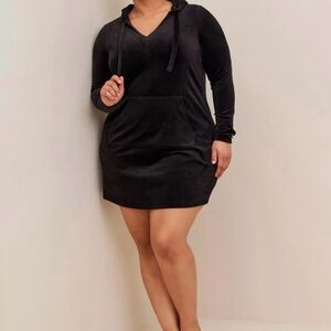 Torrid Black Velour Mini Hooded Sleep/Lounge Dress